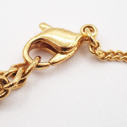 Christian Dior Vintage Dior Logo Metal and Crystal, Gold, Gold Plated, Necklace