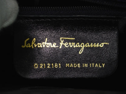 Salvatore Ferragamo Convertible Top Handle Leather, Navy, Leather, Handbag