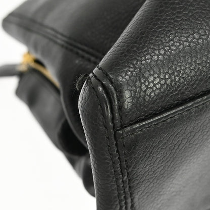 Chanel Vintage Logo Chain Tote Caviar, Black, Leather, Tote Bag