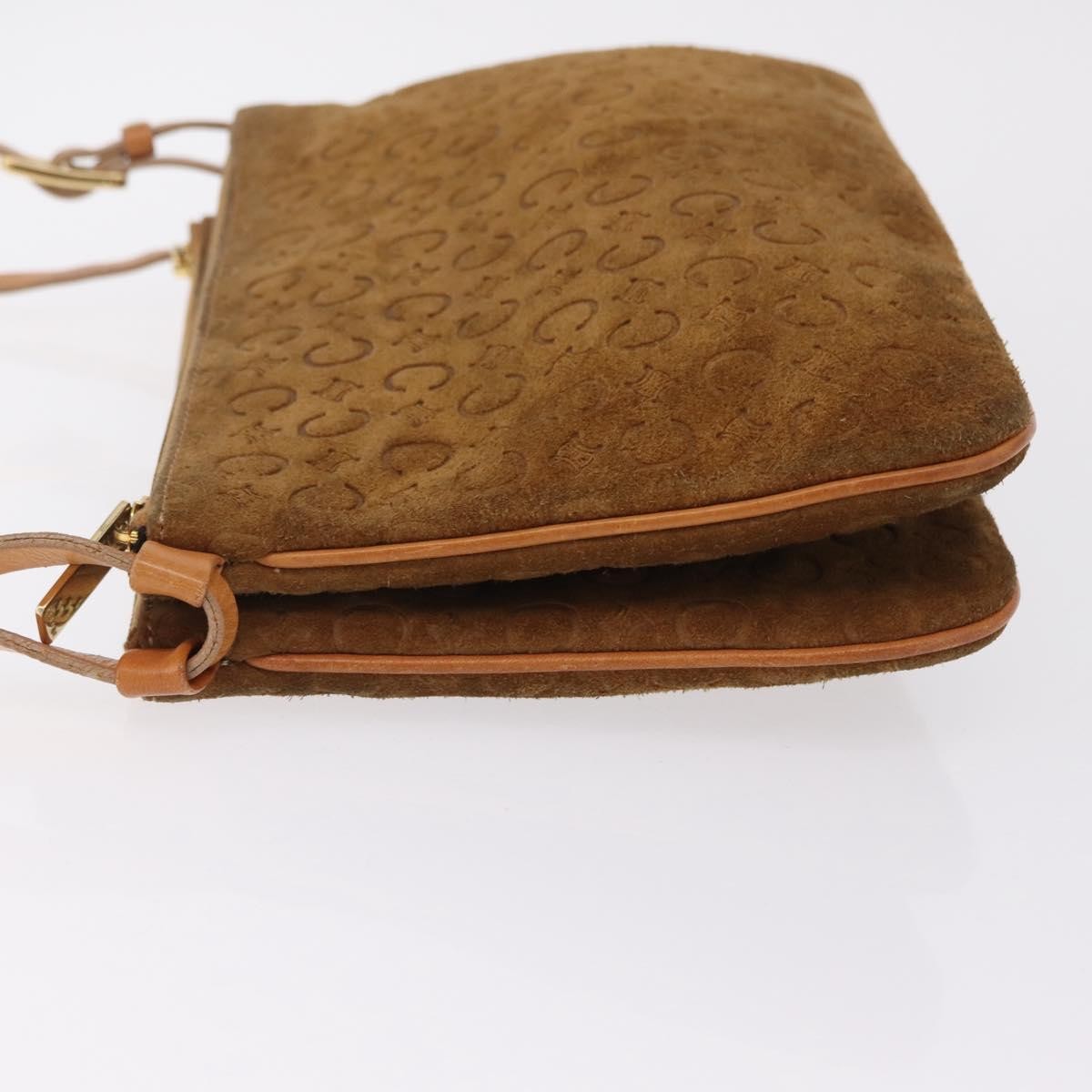 Celine C Macadam Shoulder Suede, Brown, Suede, Handbag