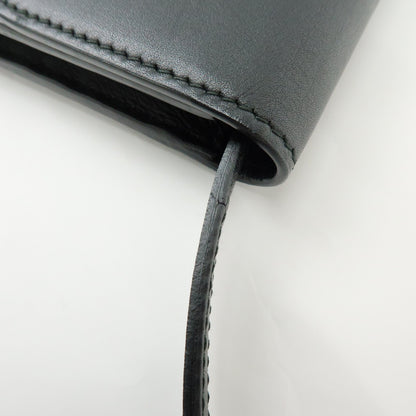Gucci Interlocking Wallet on Chain Leather, Black, Leather, Crossbody Bag