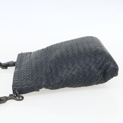 Bottega Veneta Flat Messenger Intrecciato Nappa, Navy, Leather, Crossbody Bag