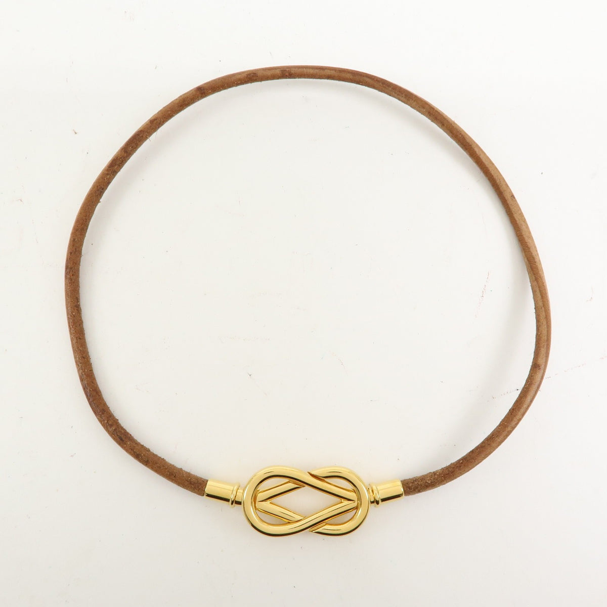 Hermes Jumbo Hook Choker Woven Leather and Metal, Brown, Leather, Necklace