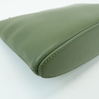 Loewe T Pouch Leather, Green, Leather, Clutch