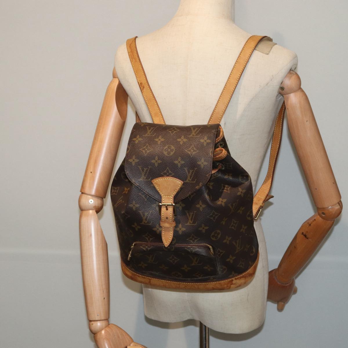 Louis Vuitton Montsouris, Brown, Canvas, backpack