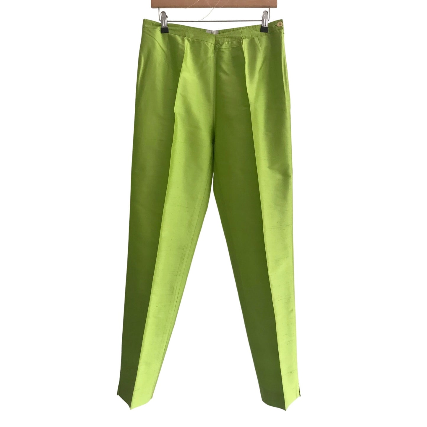 Trussardi Suit Jacket Pants Set L-XL Lime Green Silk