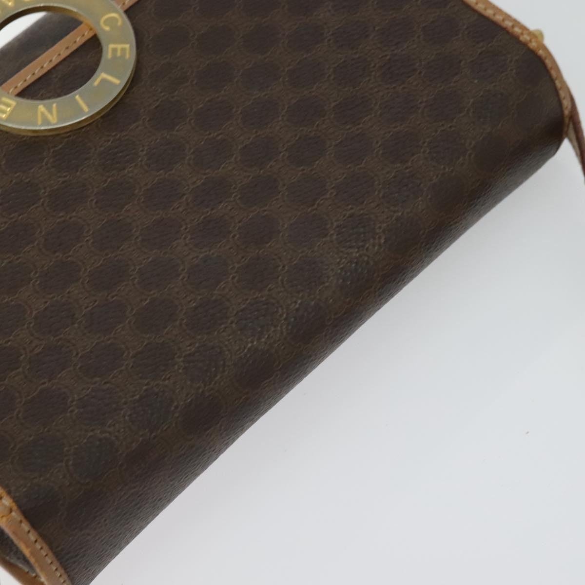 Celine Vintage Macadam Circle Logo Canvas and Leather, Brown, Canvas, Shoulder Bag