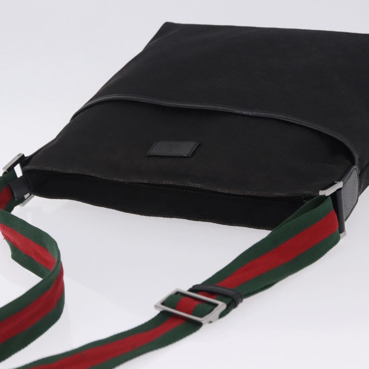 Gucci Front Pocket Web Messenger GG Canvas, Black, Canvas, Crossbody Bag
