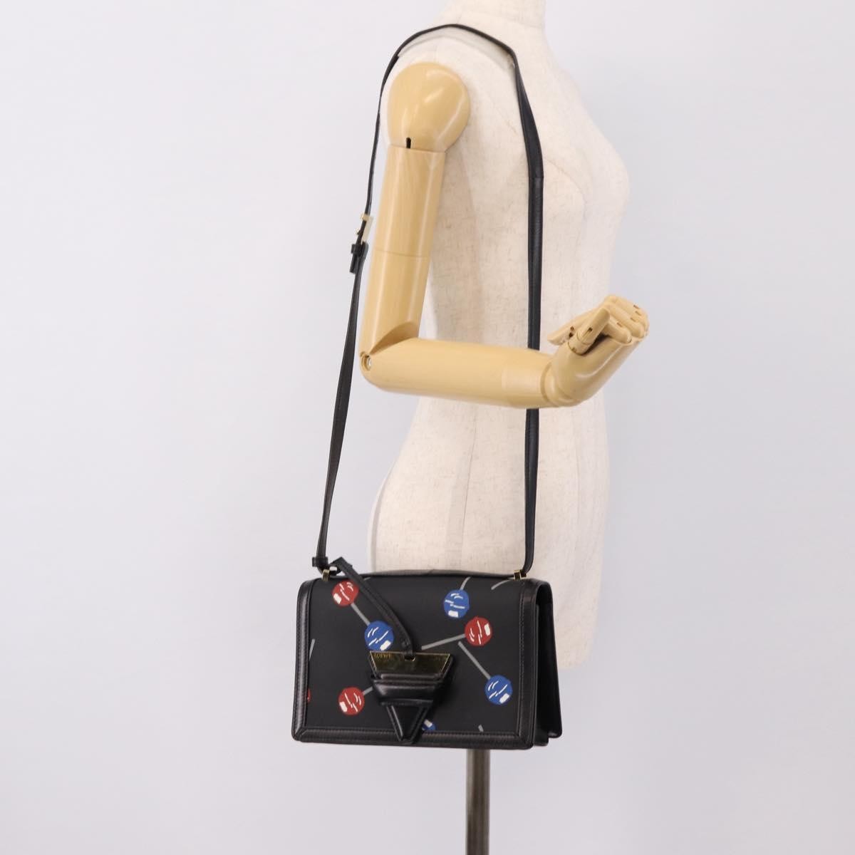 Loewe Barcelona Printed Leather, Black, Leather, Shoulder Bag