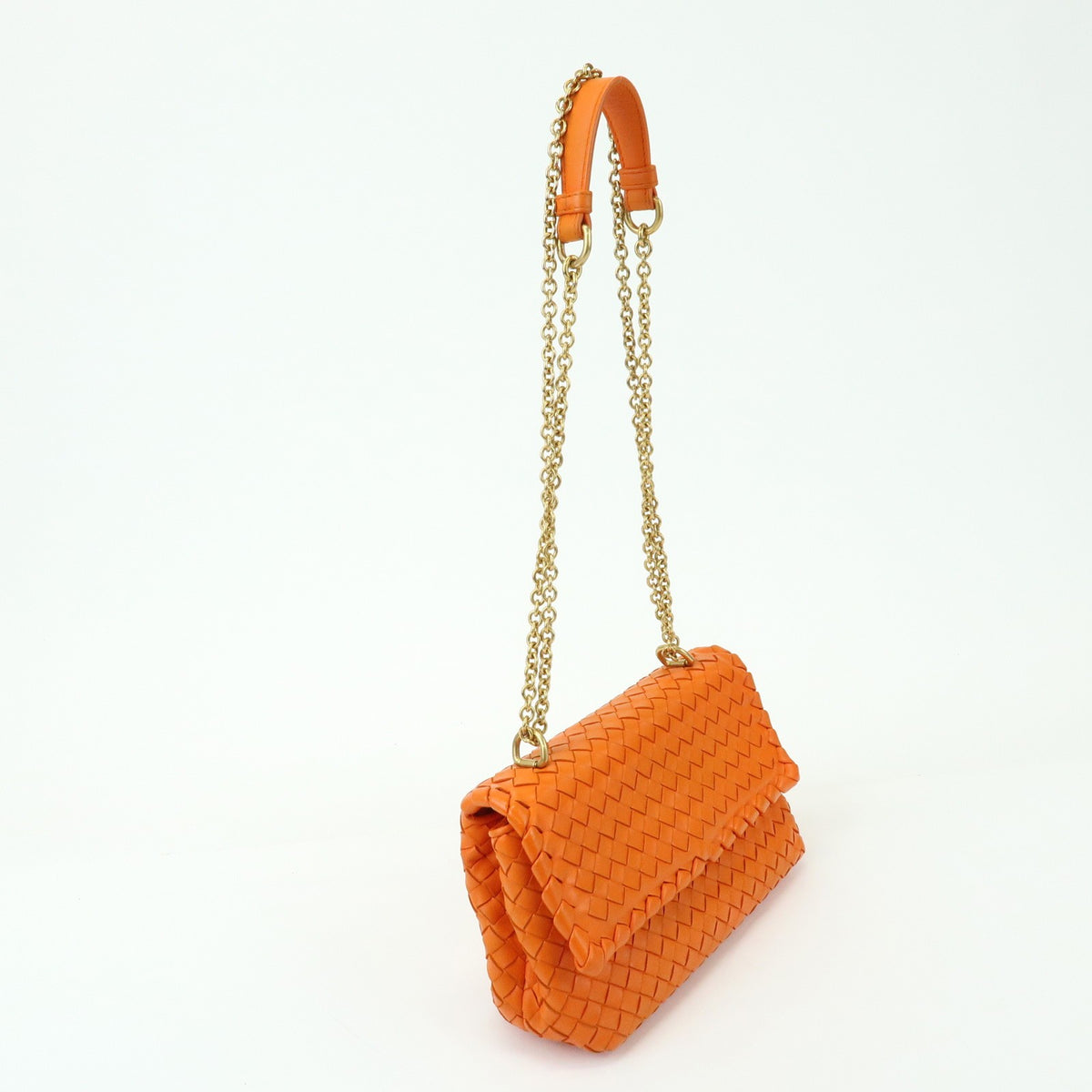 Bottega Veneta Olimpia Intrecciato Nappa, Orange, Leather, Crossbody Bag