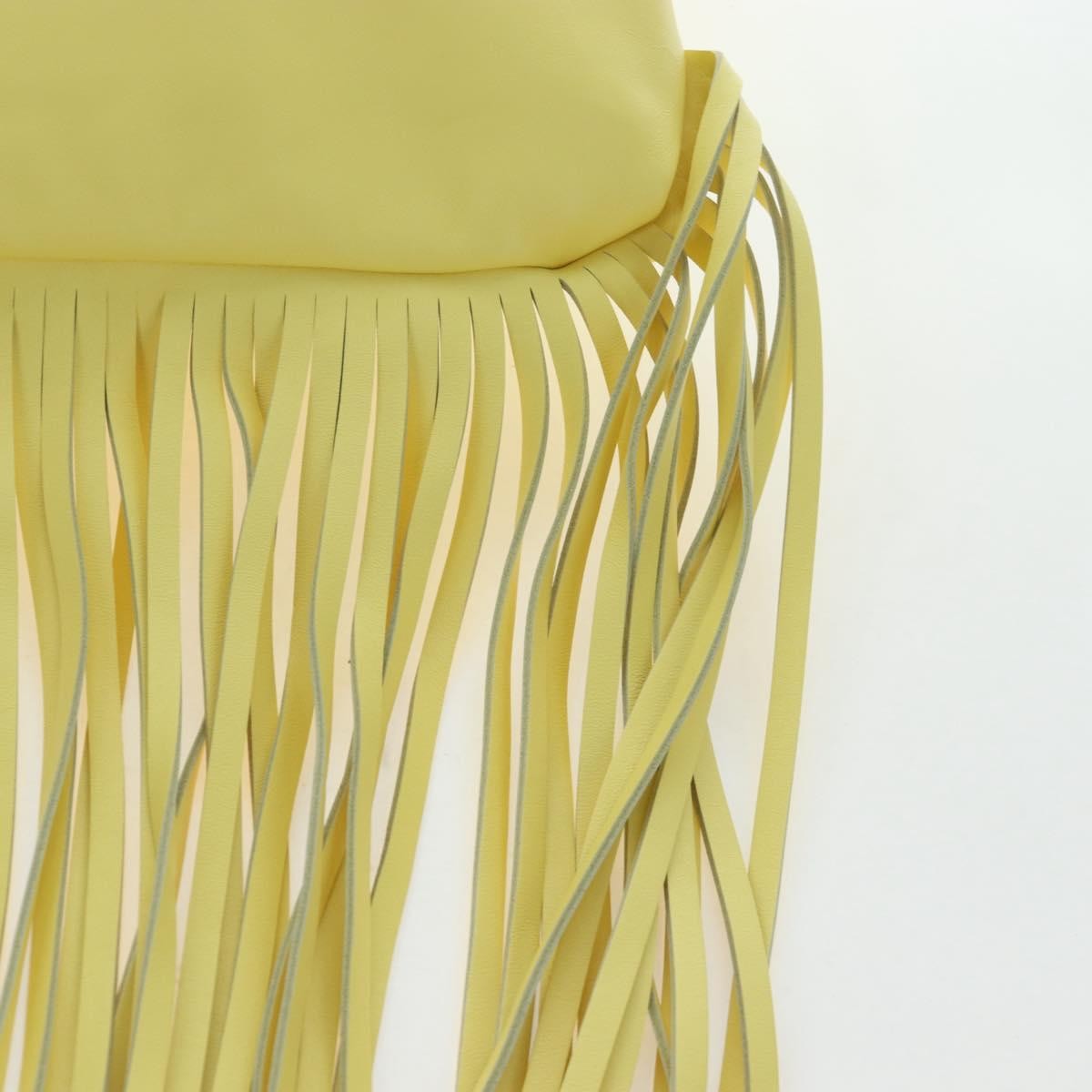 Bottega Veneta The Fringe Leather, Yellow, Leather, Clutch