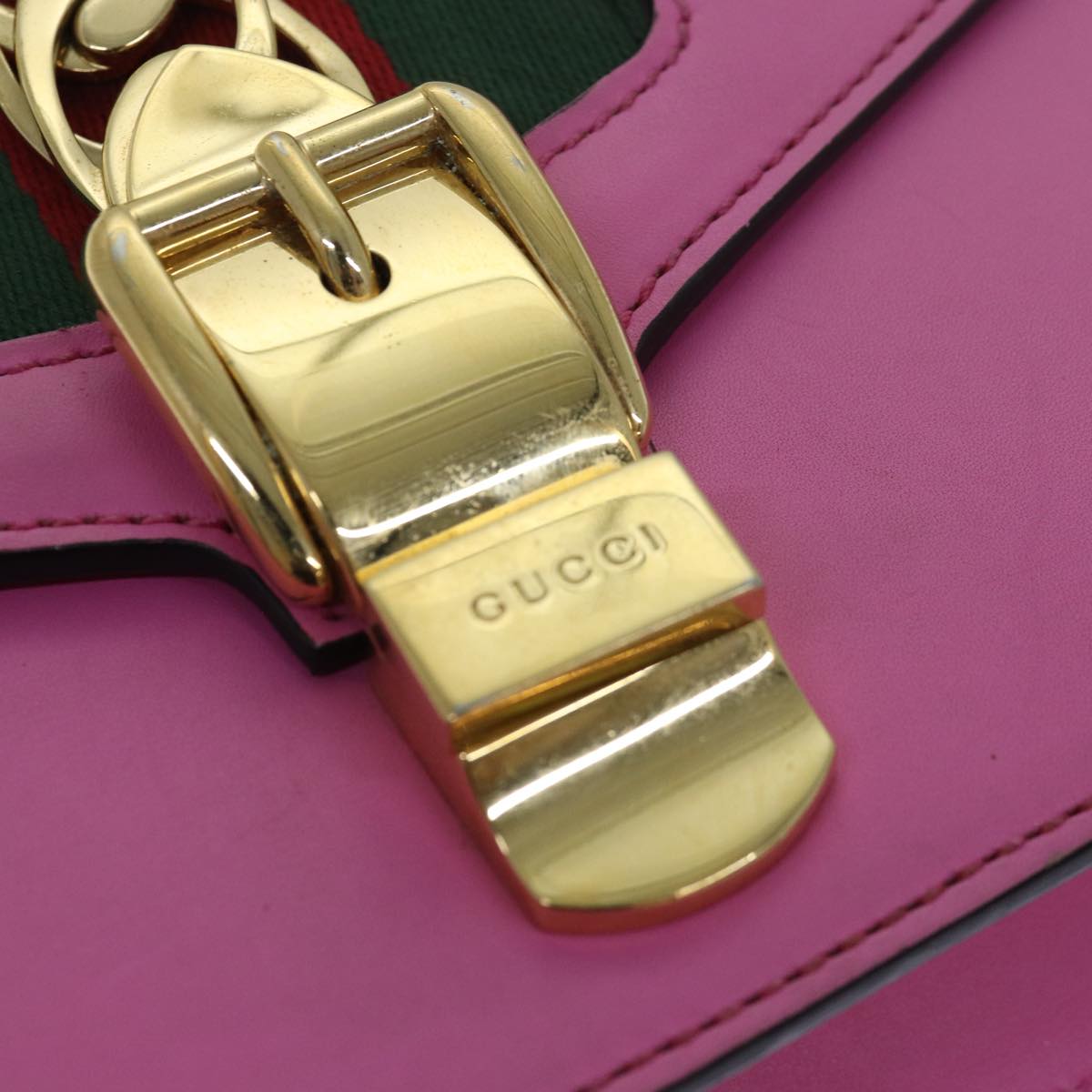 Gucci Sylvie, Pink, Leather, shoulder