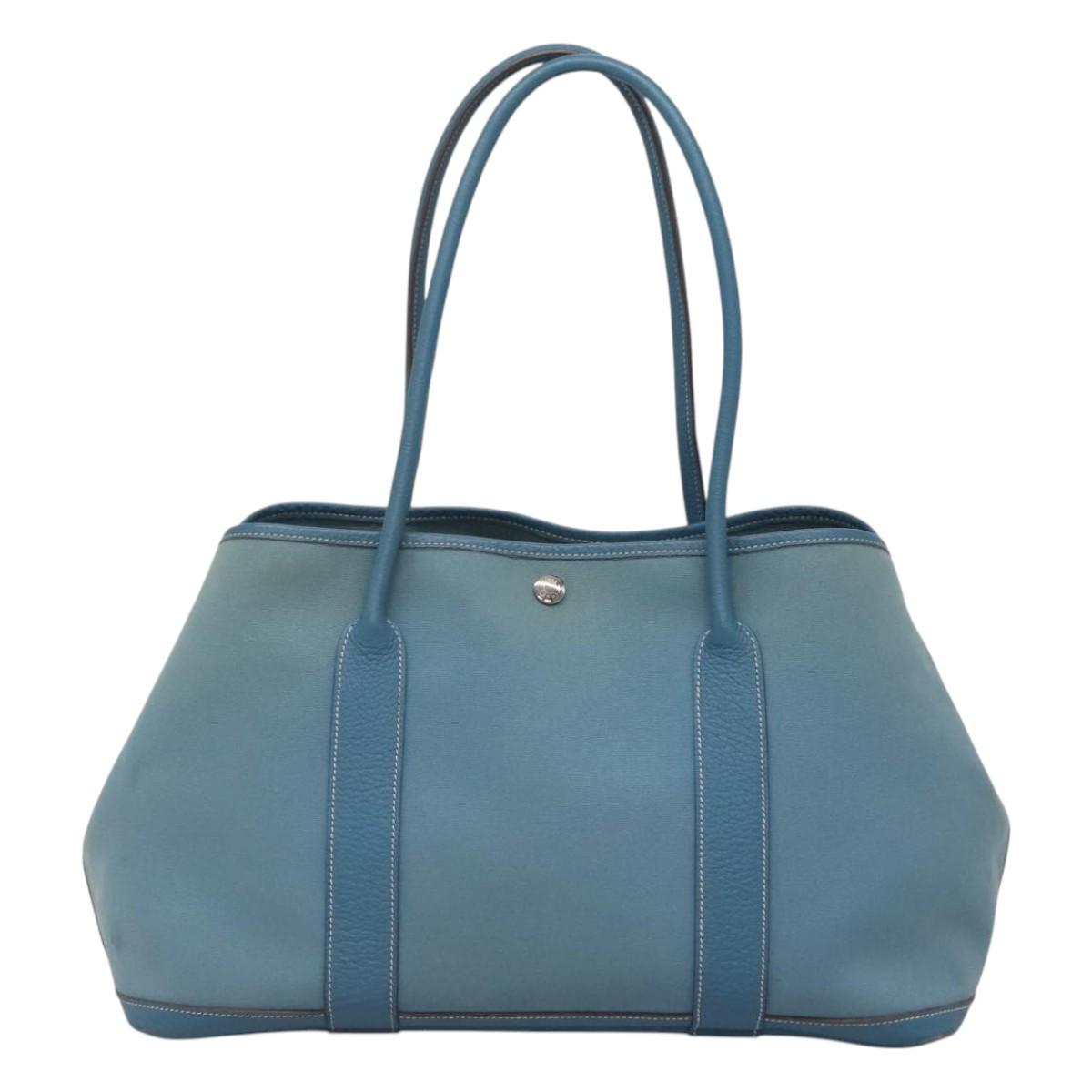 Hermès Garden Party, Blue, Canvas, tote