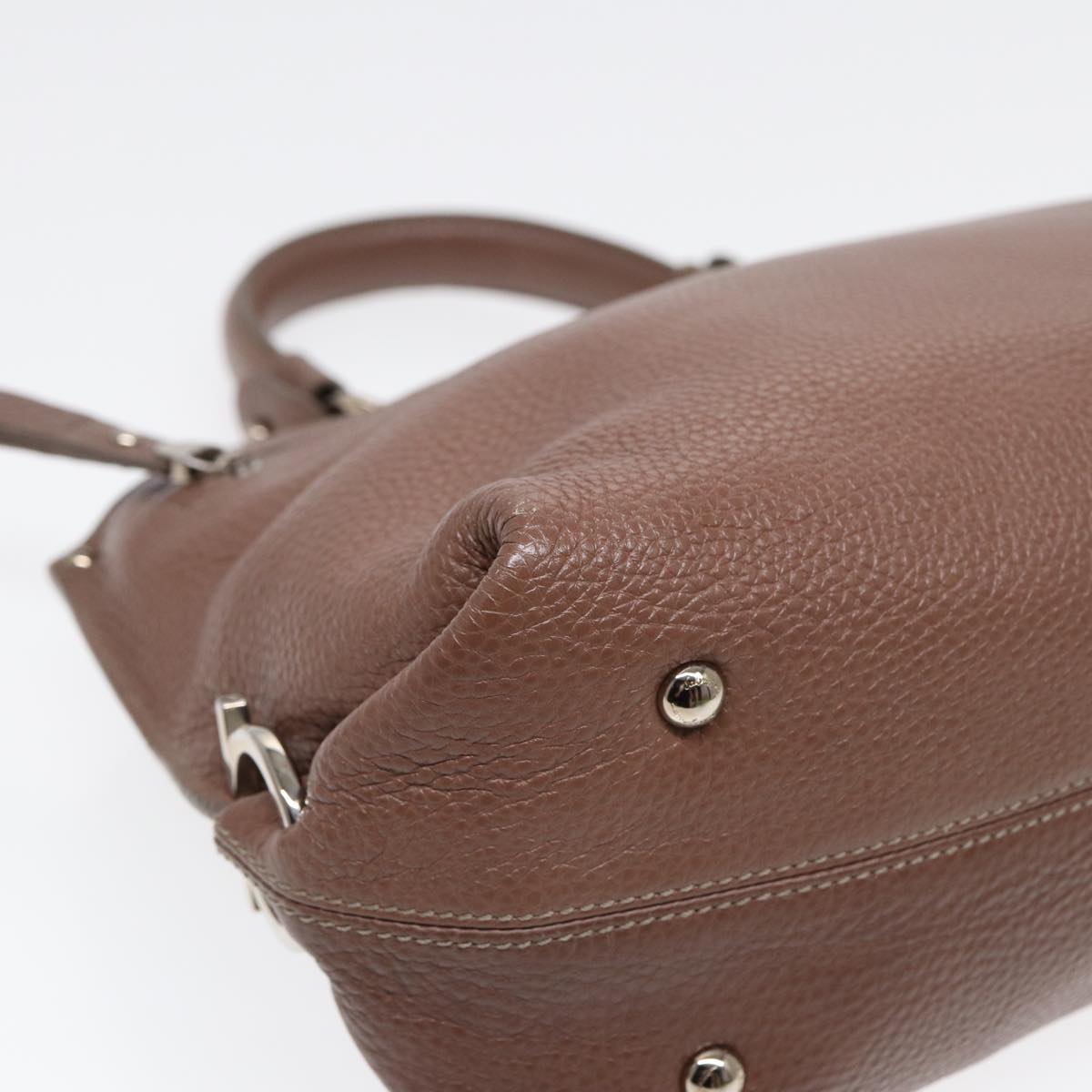 Salvatore Ferragamo Gancini, Brown, Leather, handbag