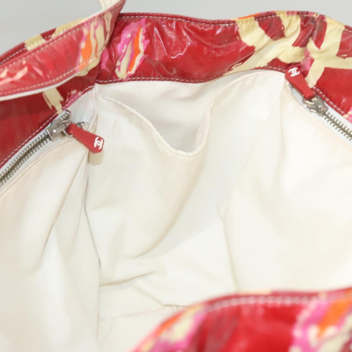 Chanel Vintage Floral Tote Patent leather, Red, Patent Leather, Tote Bag