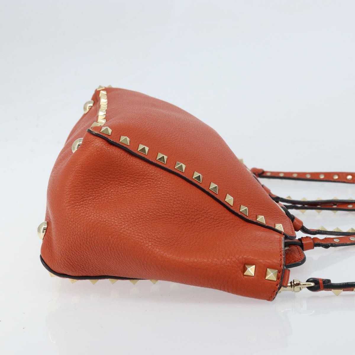 Valentino Garavani Rockstud Tote Soft Leather, Orange, Leather, Tote Bag