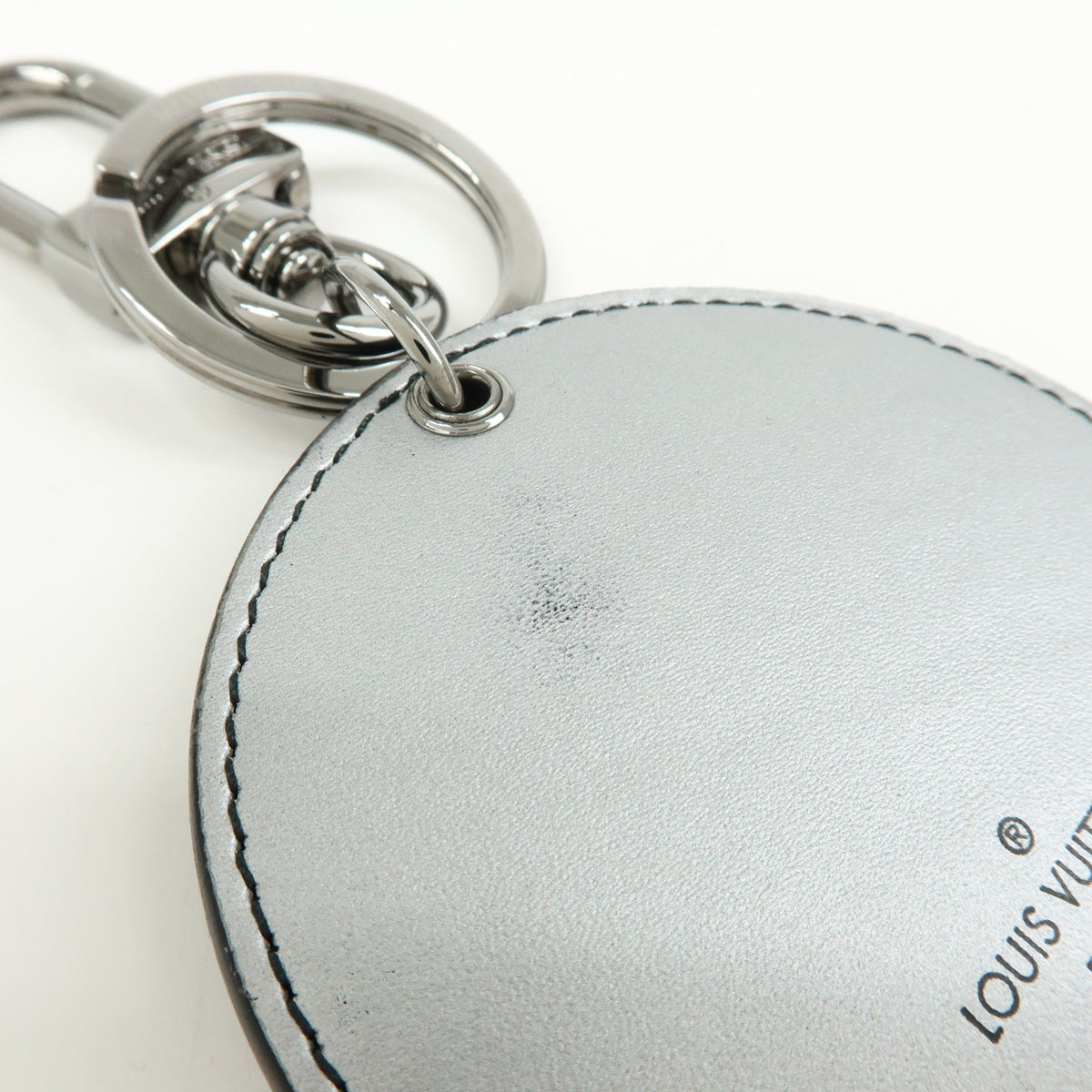 Louis Vuitton Round Bag Charm and Key Holder Reverse Monogram Eclipse None, Silver, Canvas, Charm