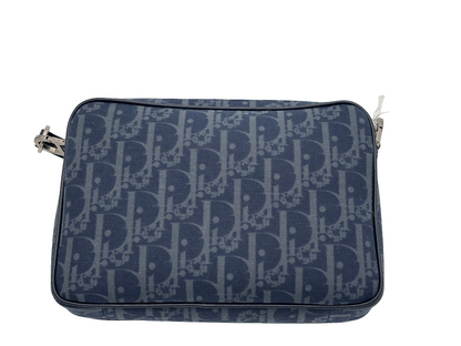 Christian Dior Saddle Bag Oblique Canvas, Blue, Textile, Crossbody Bag