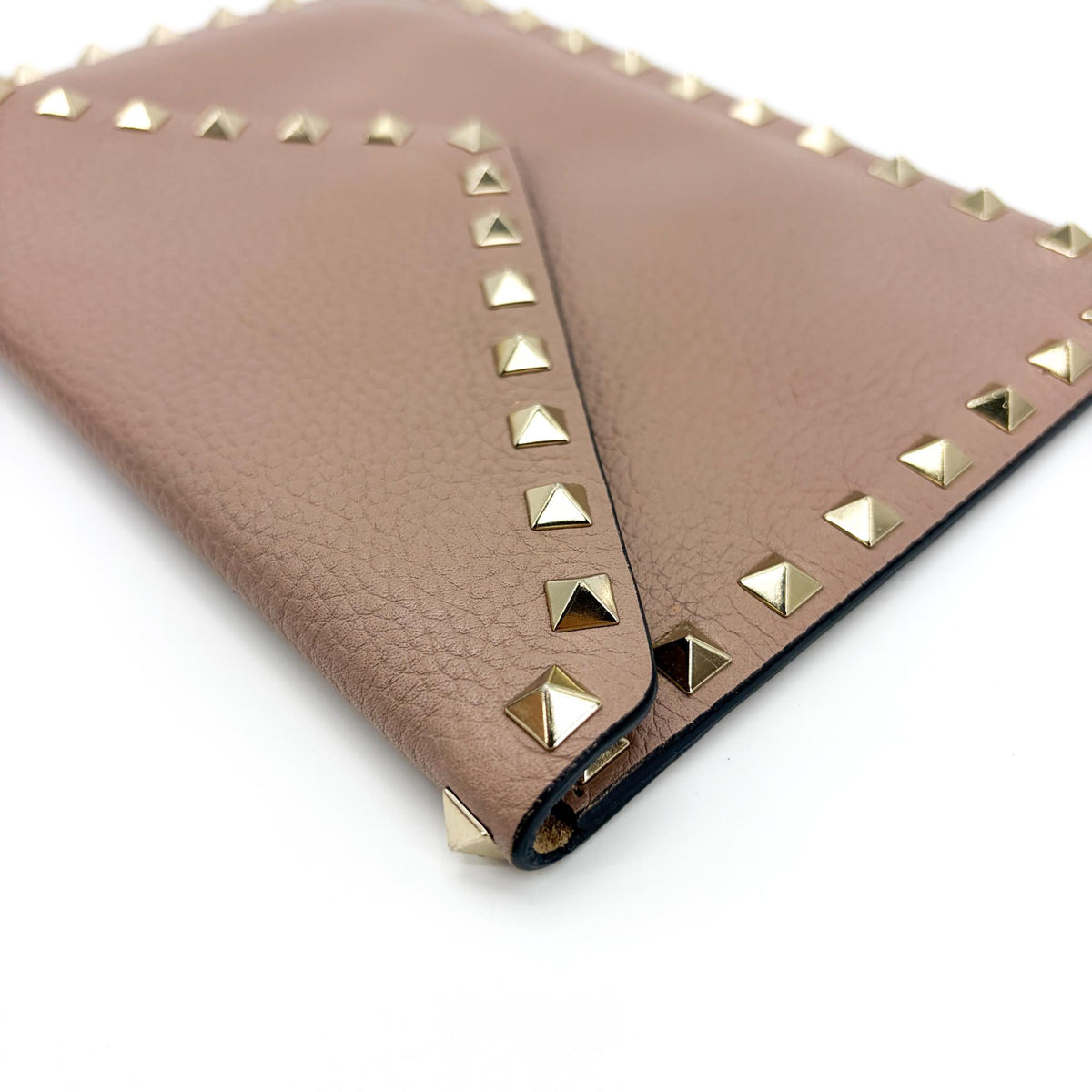 Valentino Garavani Rockstud Envelope Wristlet Clutch Leather, Beige, Leather, Clutch