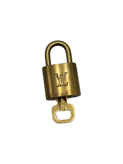 Louis Vuitton Padlock and Key Logo Metal, Gold, Metal, Charm