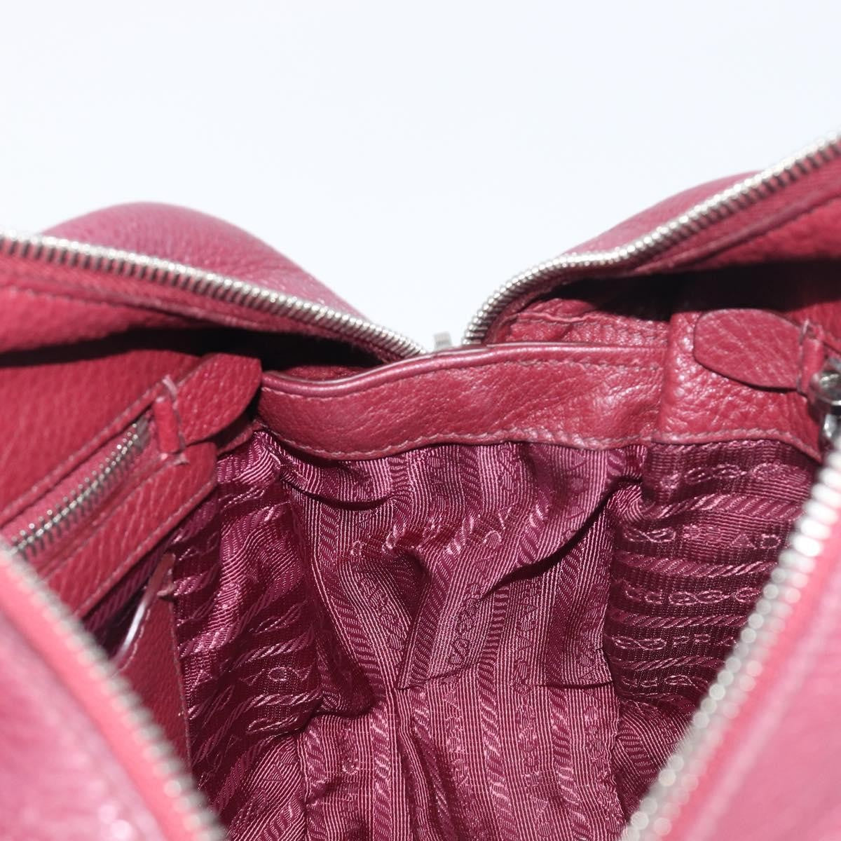 Prada Front Pocket Pushlock Convertible Boston Vitello Daino, Burgundy, Leather, Handbag