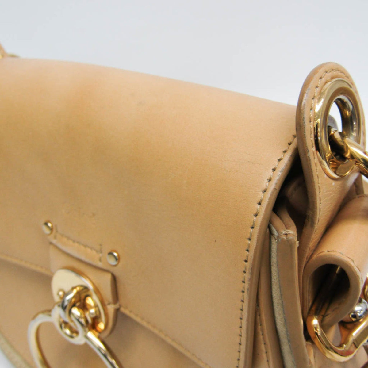 Chloe Tess Suede with Leather, Beige, Leather, Handbag