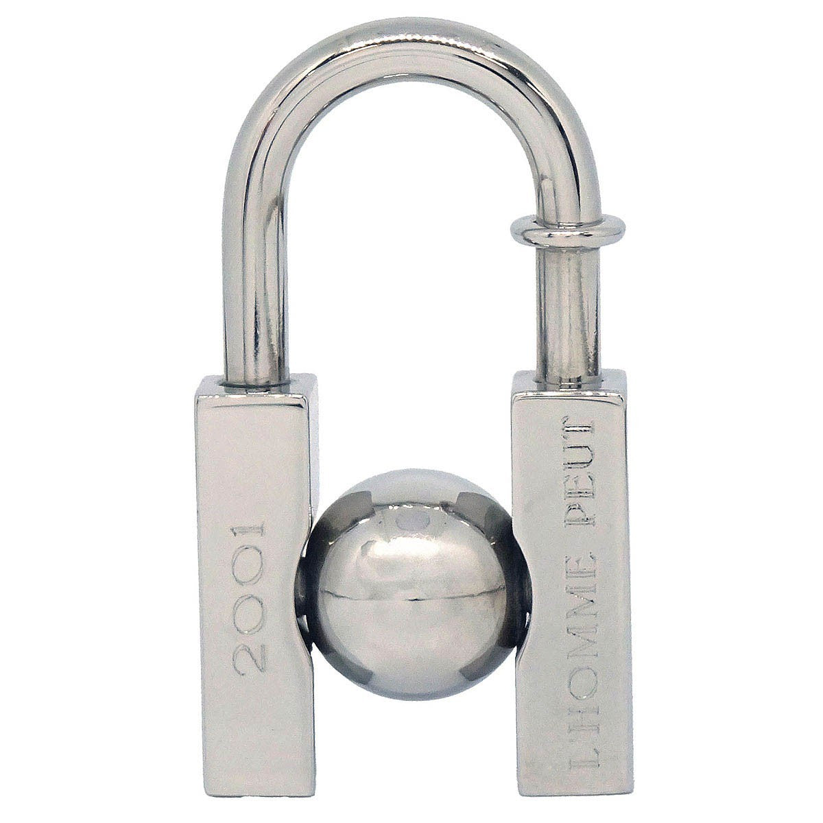 Hermes LHomme Peut Embellir La Terre Cadena Lock Charm Metal, Silver, Silver Plated, Charm