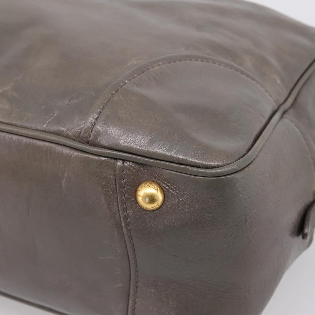 Prada Convertible Bauletto Vitello Shine, Gray, Leather, Handbag