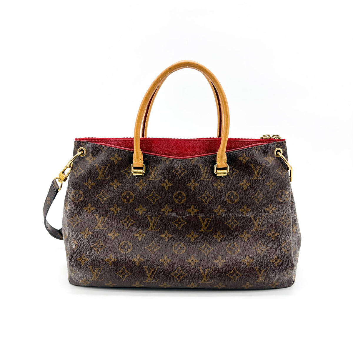 Louis Vuitton Pallas Monogram Canvas with Leather, Brown, Canvas, Tote Bag