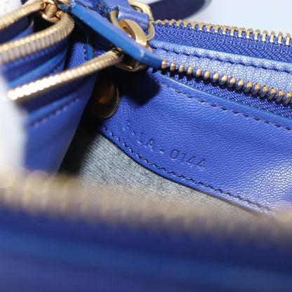 Celine Trio Leather, Blue, Leather, Shoulder Bag