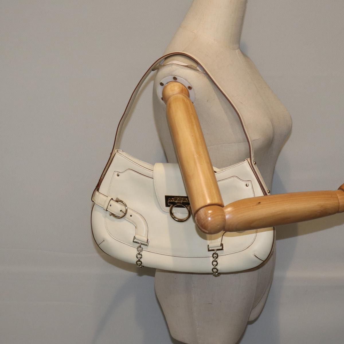 Salvatore Ferragamo Gancini, Beige, Leather, shoulder