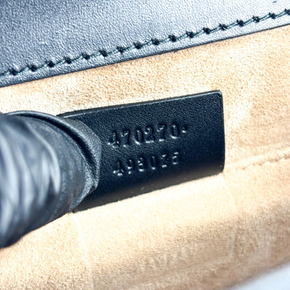 Gucci Sylvie Top Handle Leather, Black, Leather, Handbag