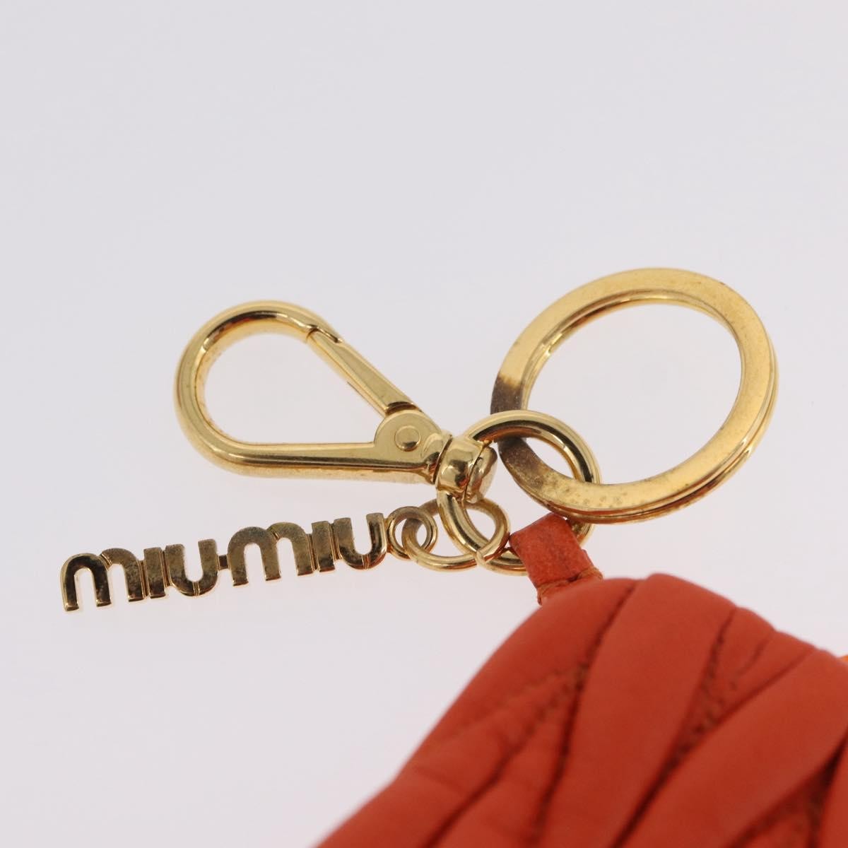Miu Miu Sword wallet Charm Leather Matelasse, Orange, Leather, Crossbody Bag