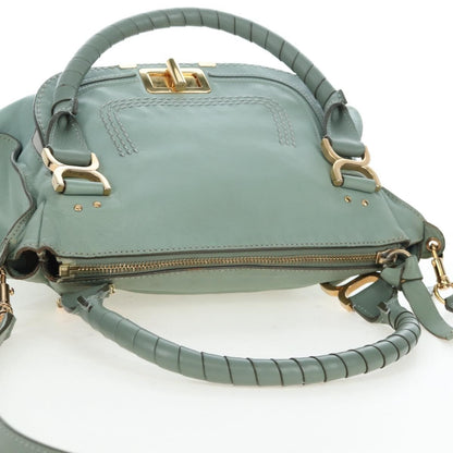 Chloe Marcie Top Handle Leather, Green, Leather, Handbag
