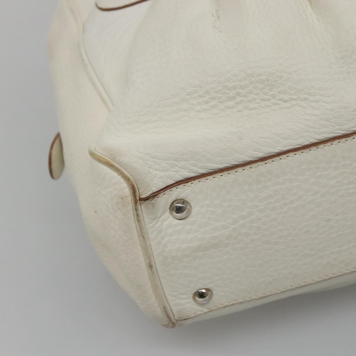 Salvatore Ferragamo Gancini Buckle Leather, White, Leather, Shoulder Bag