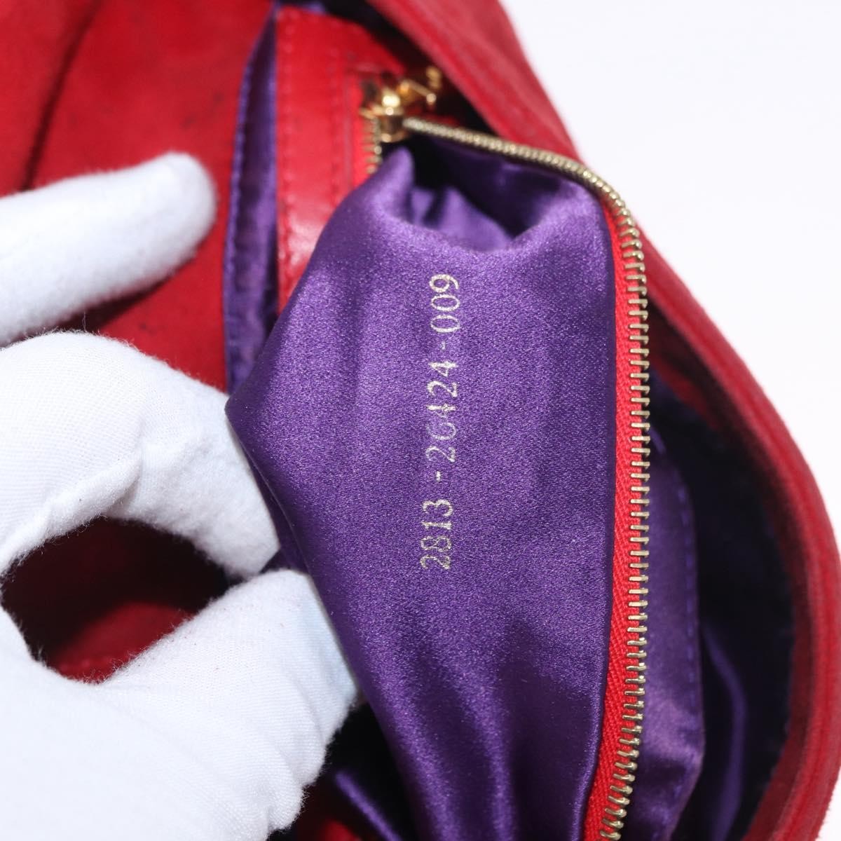Fendi Baguette Leather, Red, Suede, Shoulder Bag