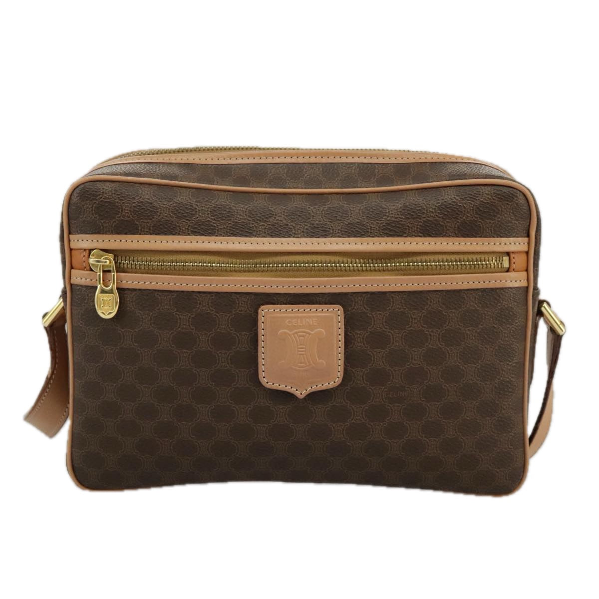 Céline Triomphe, Brown, Canvas, shoulder