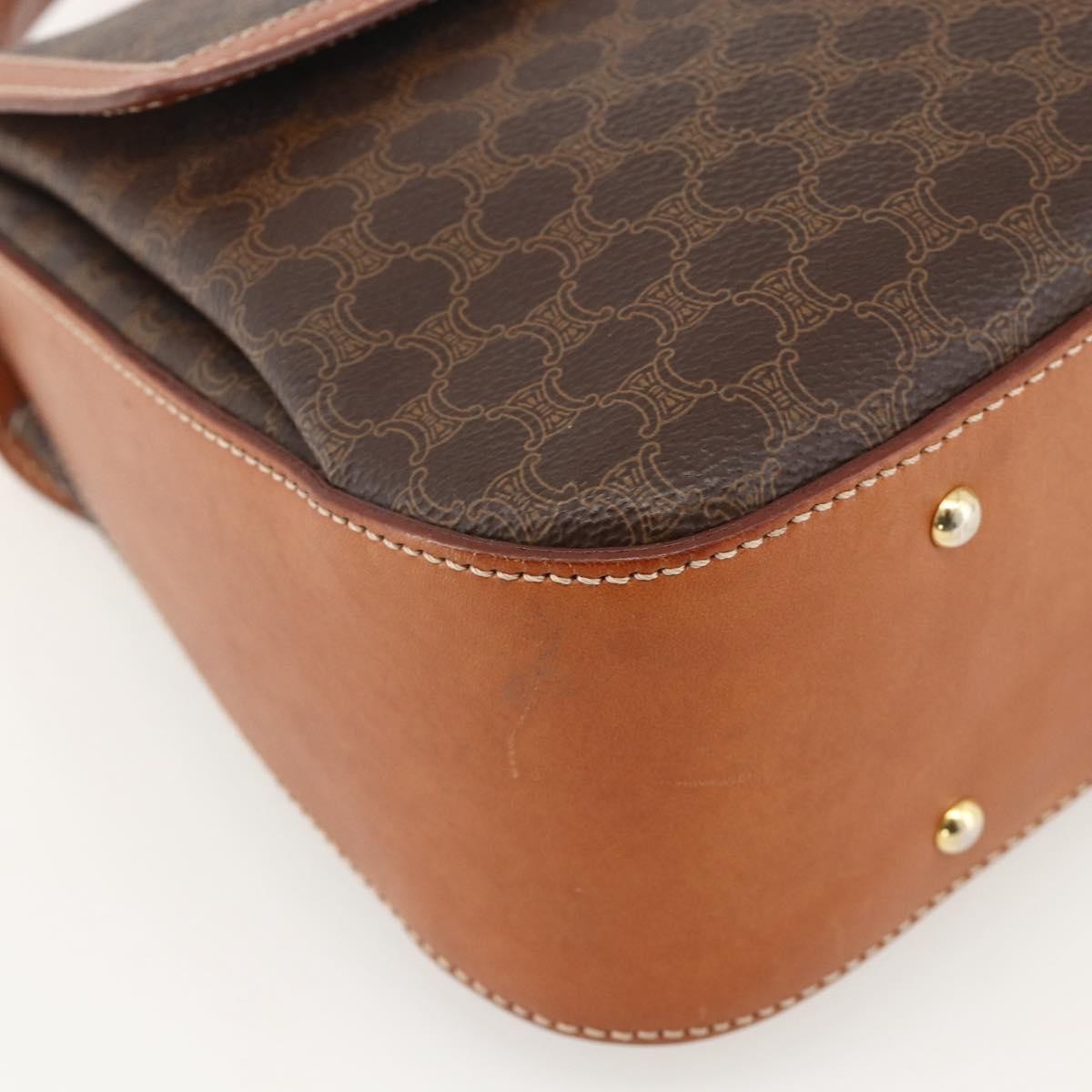 Celine Vintage Convertible Top Handle Macadam Coated Canvas, Brown, PVC, Handbag