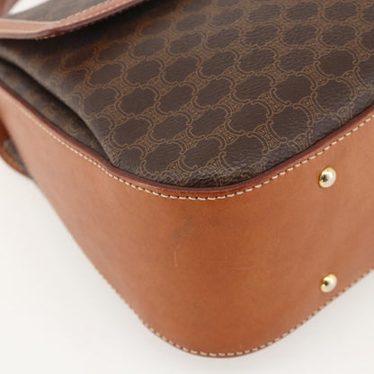 Celine Vintage Convertible Top Handle Macadam Coated Canvas, Brown, PVC, Handbag