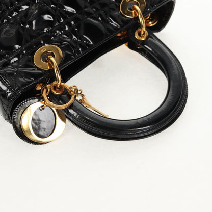 Christian Dior Lady Dior Bag Patent, BLACK, PATENT_LEATHER, Handbag