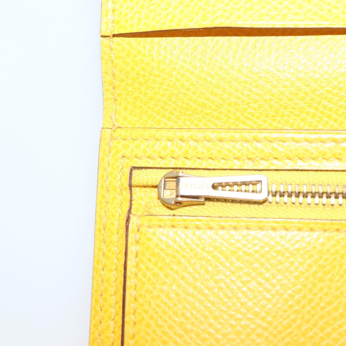Hermès Béarn, Yellow, Leather, wallet