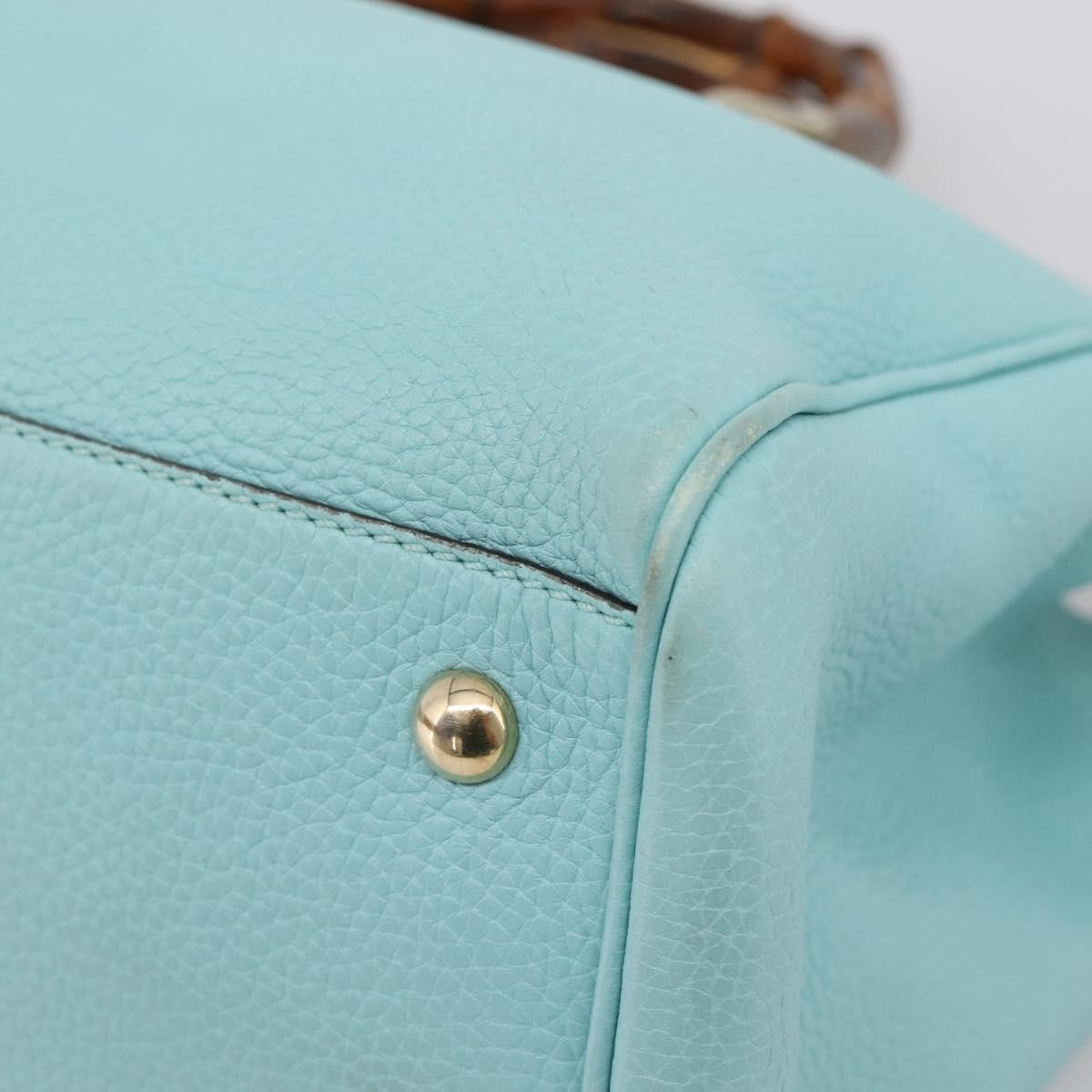 Gucci Bamboo Shopper Leather, Blue, Leather, Tote Bag