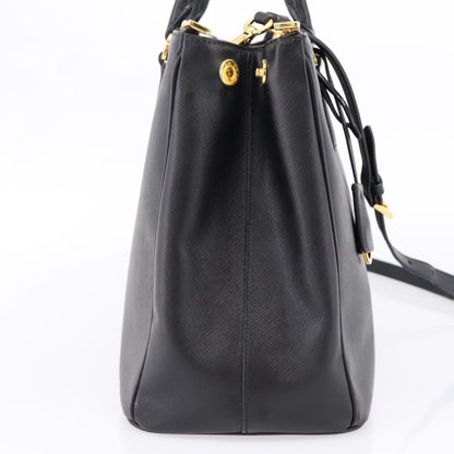 Prada Galleria Double Zip Saffiano Leather, Black, Leather, Tote Bag
