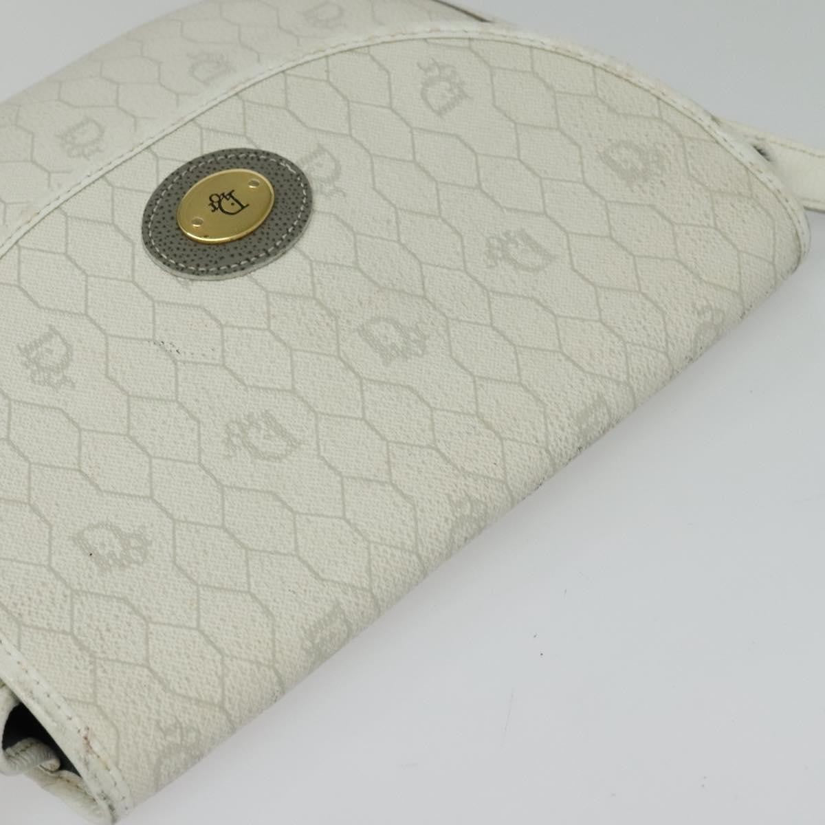 Christian Dior Vintage Honeycomb Flap Coated Canvas, White, Canvas, Wallet