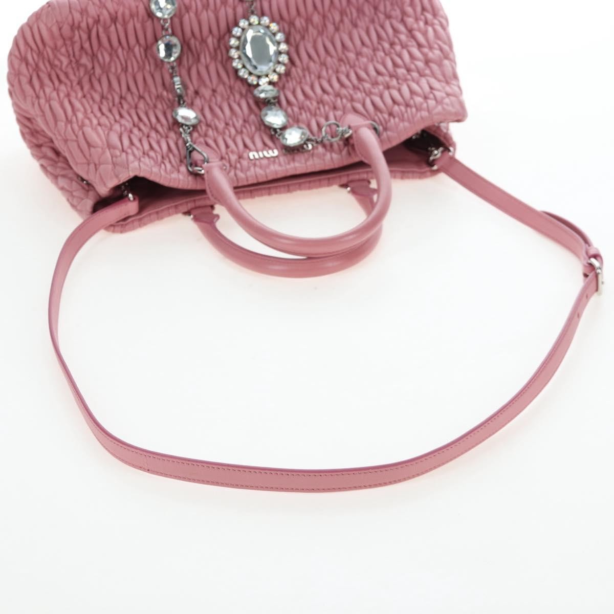 Miu Miu Crystal Turnlock Convertible Satchel Leather, Pink, Leather, Shoulder Bag