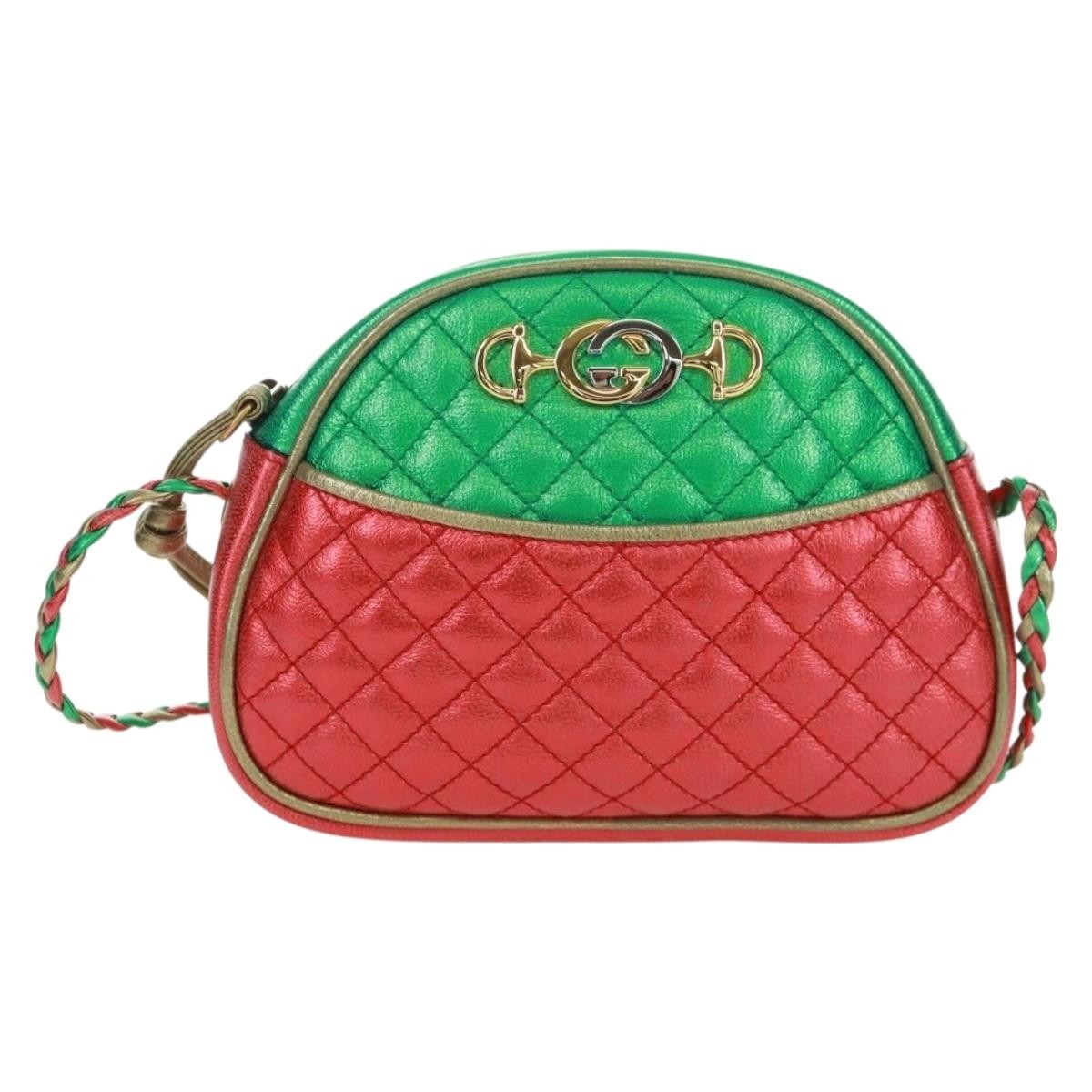 Gucci Trapuntata Camera Quilted Laminated Leather, Red, Leather, Shoulder Bag