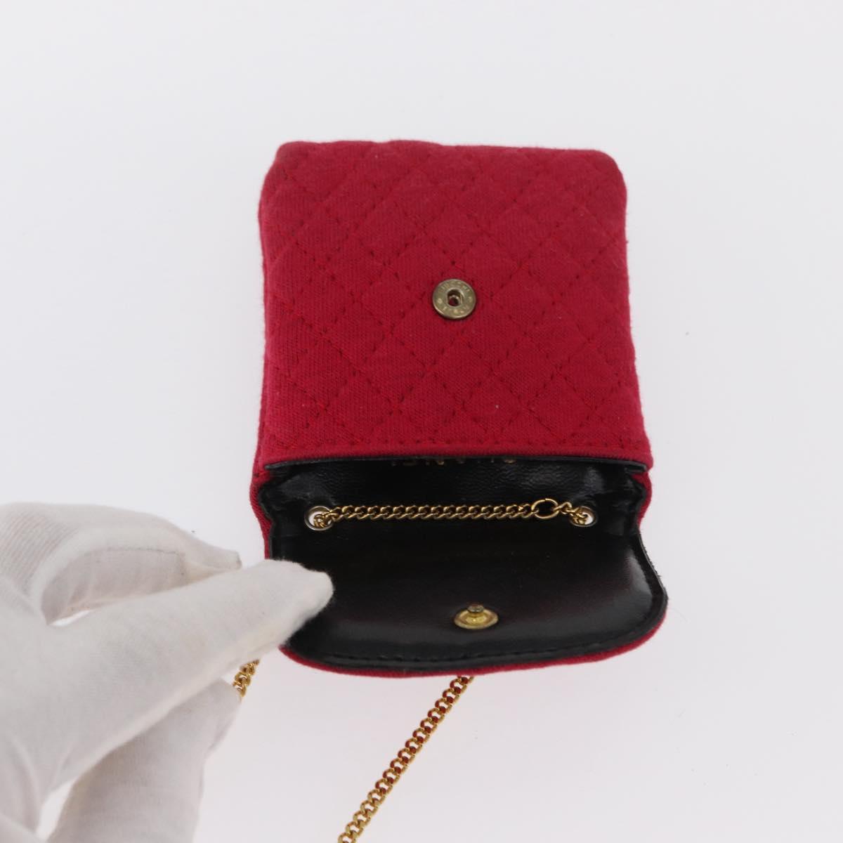 Chanel Vintage Chain Pocket Clutch Cotton, PINK, COTTON, Clutche & pouche