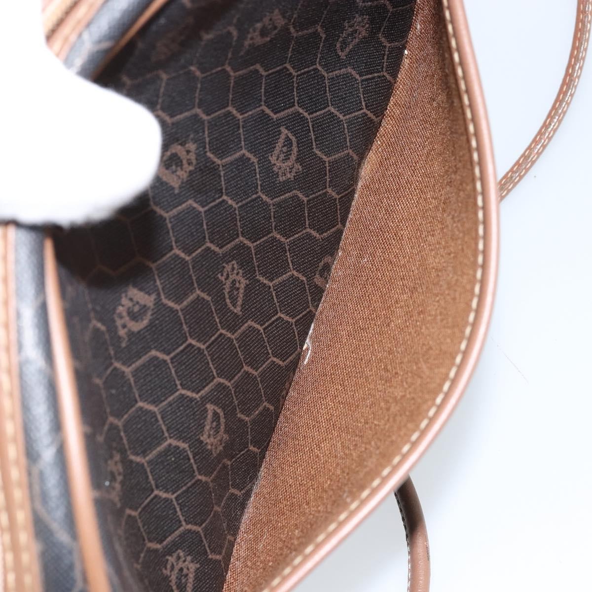 Christian Dior Vintage Honeycomb Canvas and Leather, Black, Canvas, Shoulder Bag