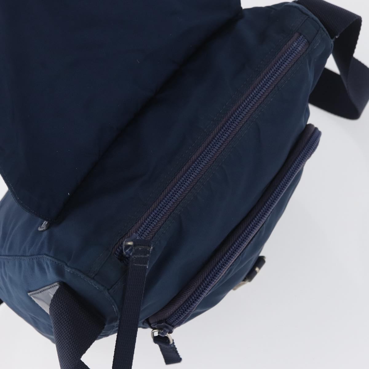Prada Buckle Messenger Tessuto, Navy, Nylon, Handbag