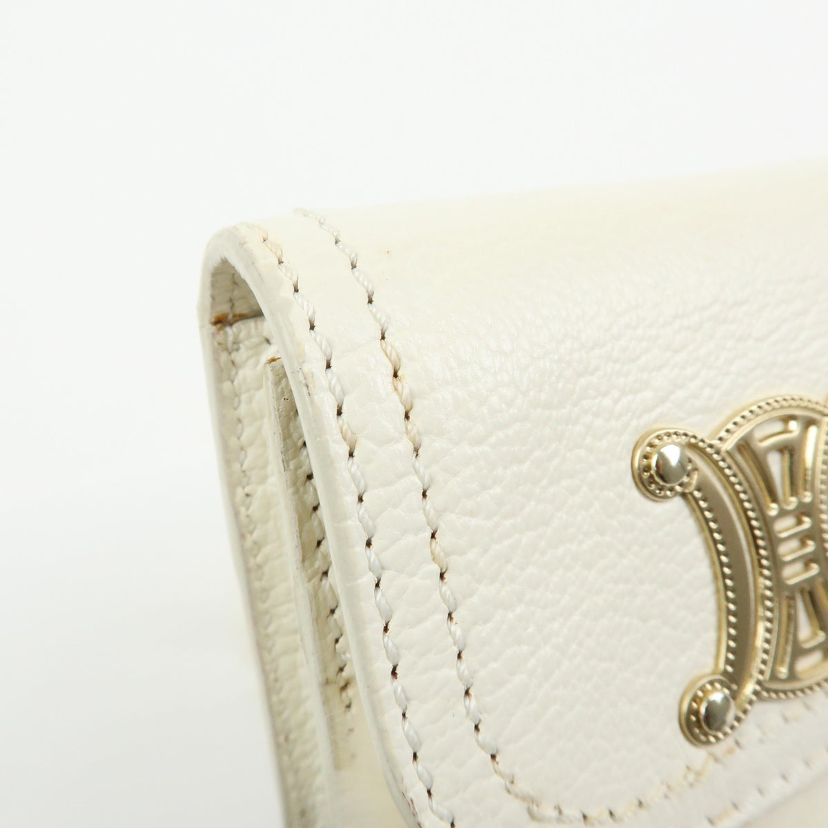 Celine Triomphe Leather, Beige, Leather, Shoulder Bag